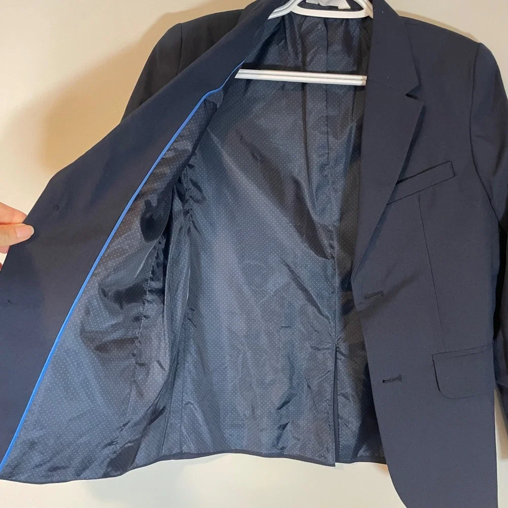 Cat & Jack Boys Navy Blue Formal Blazer Suit Jacket Size 12 Wedding Lined